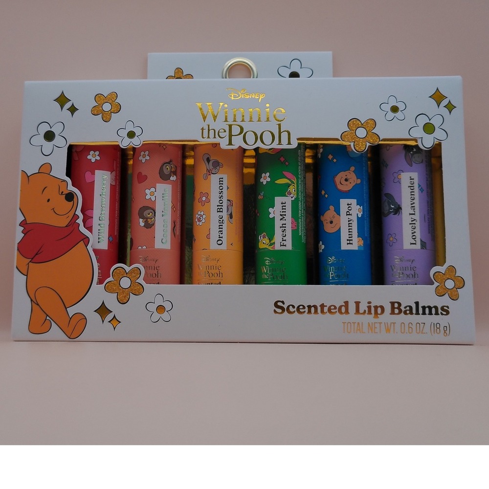 Disney Winnie the Pooh Scented Lip Balm Set 6 Pack Taste Beauty NIB Gift Set